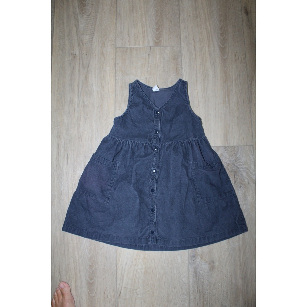 Old Navy Girls 4T Blue Corduroy Button Front Jumper Dress Sleeveless Pockets